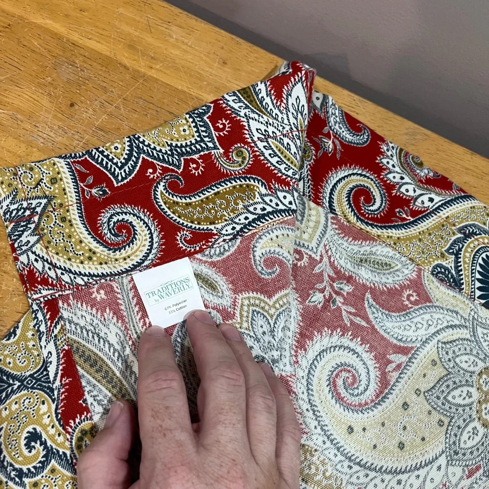 Waverly Traditions Red‎ Paisley Tassel Window Valance Vtg Boho Traditional 26x24